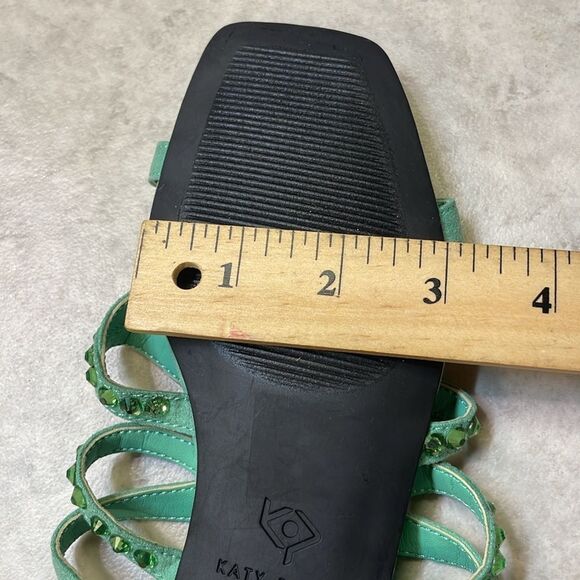 Katy Perry Anat Slide Mint Green Jeweled Eye Slip On Sandal Flats Sz 6.5 - Picture 7 of 8